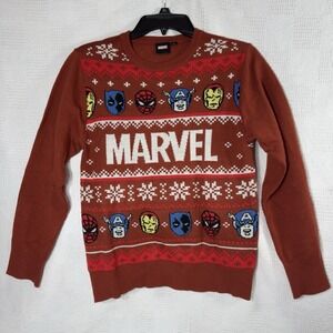 Marvel Avengers Ugly Christmas Sweater Holiday‎ Iron Man Hulk Spiderman Size L